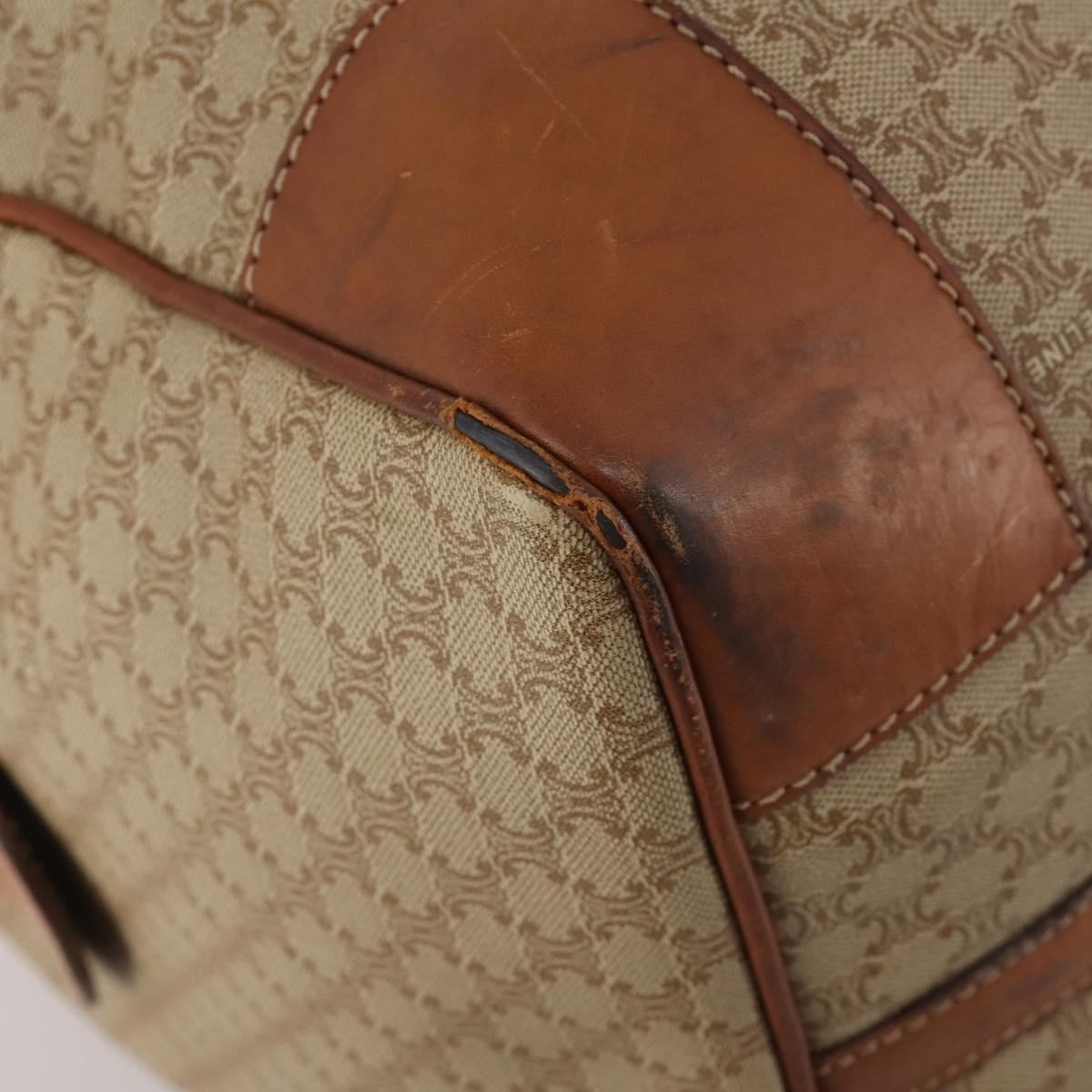 CELINE Macadam Canvas Boston Bag PVC Beige Gold Auth 197611
