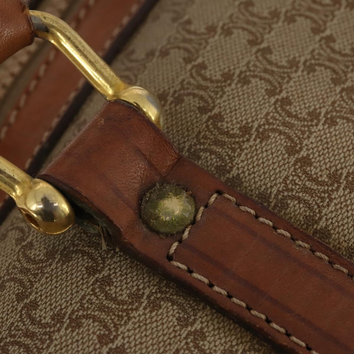CELINE Macadam Canvas Boston Bag PVC Beige Gold Auth 197611