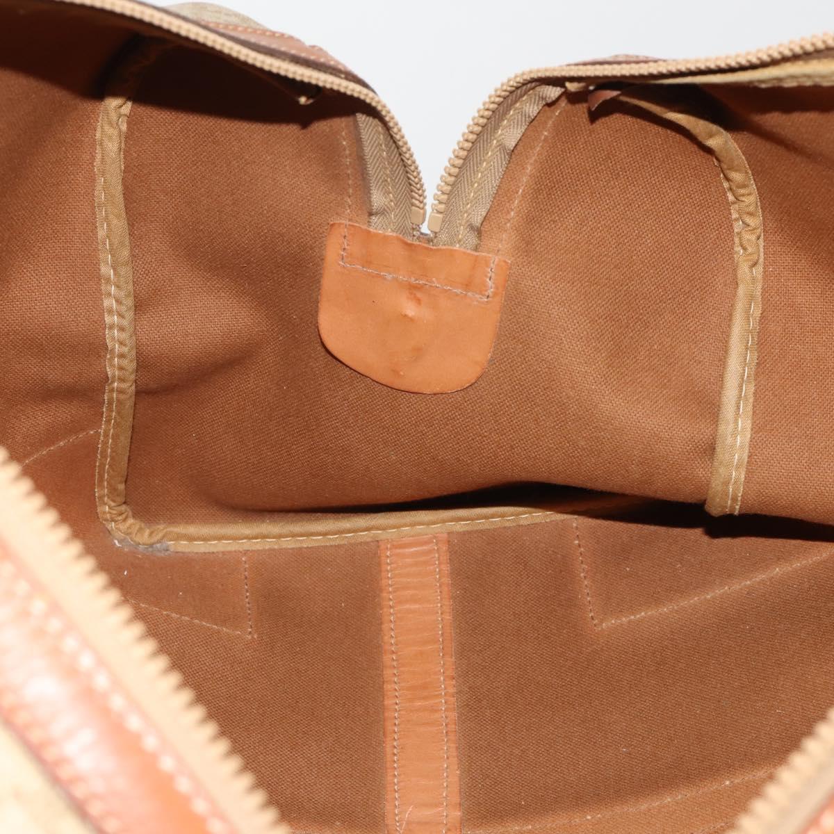 CELINE Macadam Canvas Boston Bag PVC Beige Gold Auth 197611