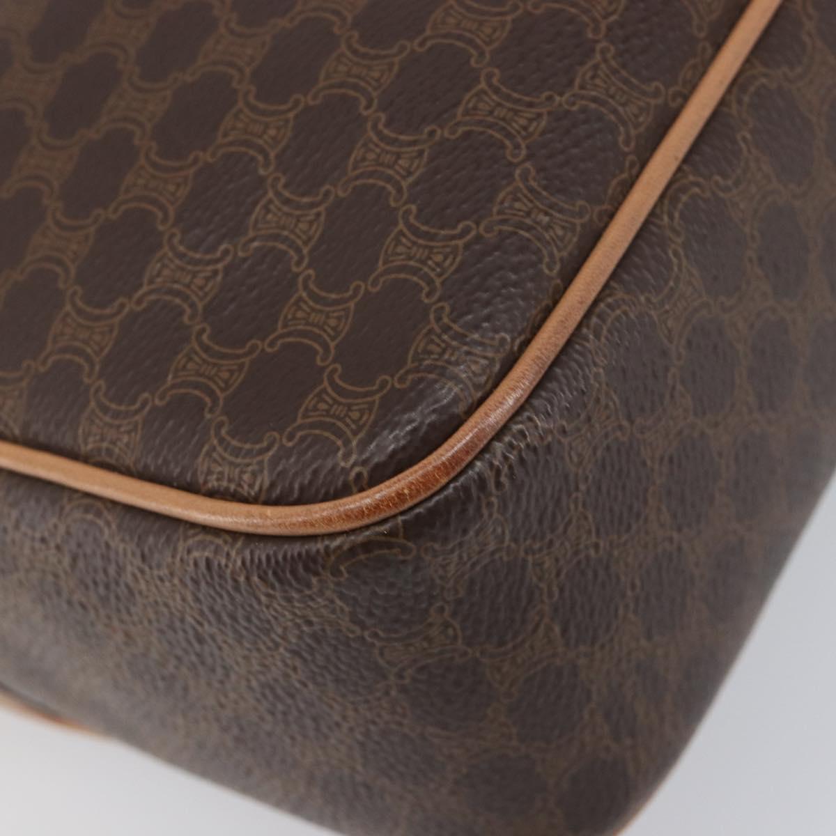 CELINE Macadam Shoulder Bag PVC Leather Brown Gold Auth 197617A