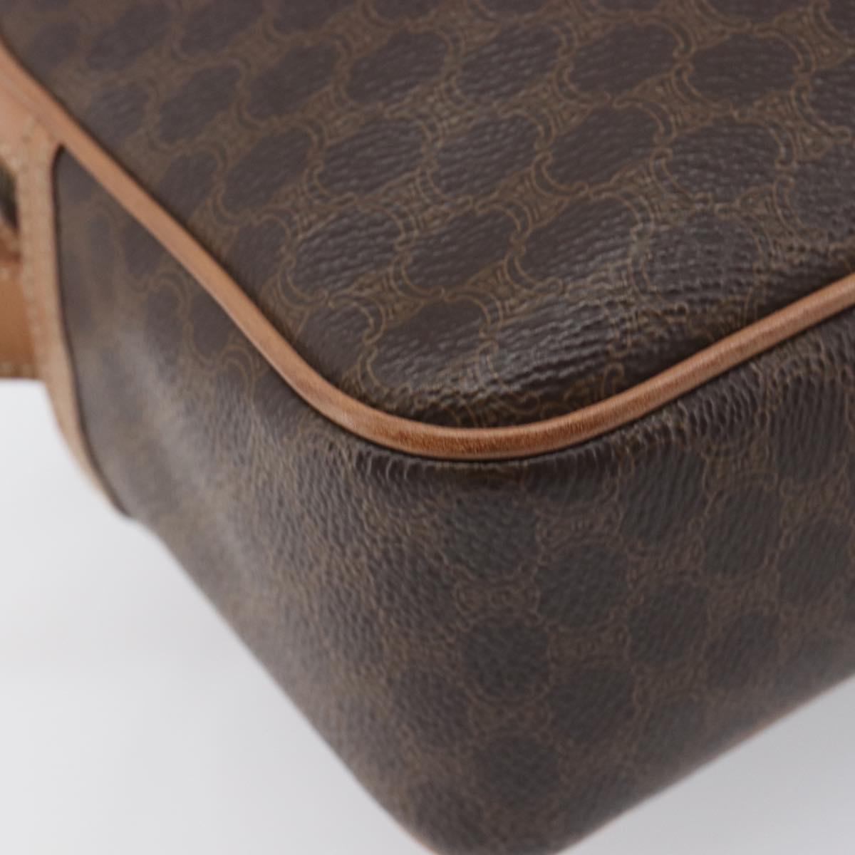 CELINE Macadam Shoulder Bag PVC Leather Brown Gold Auth 197617A