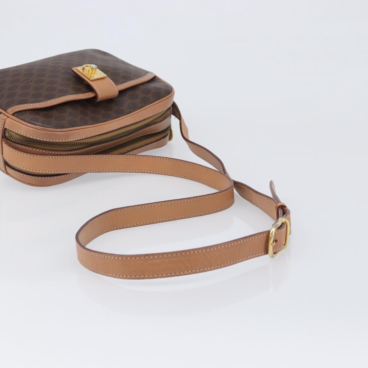 CELINE Macadam Shoulder Bag PVC Leather Brown Gold Auth 197617A