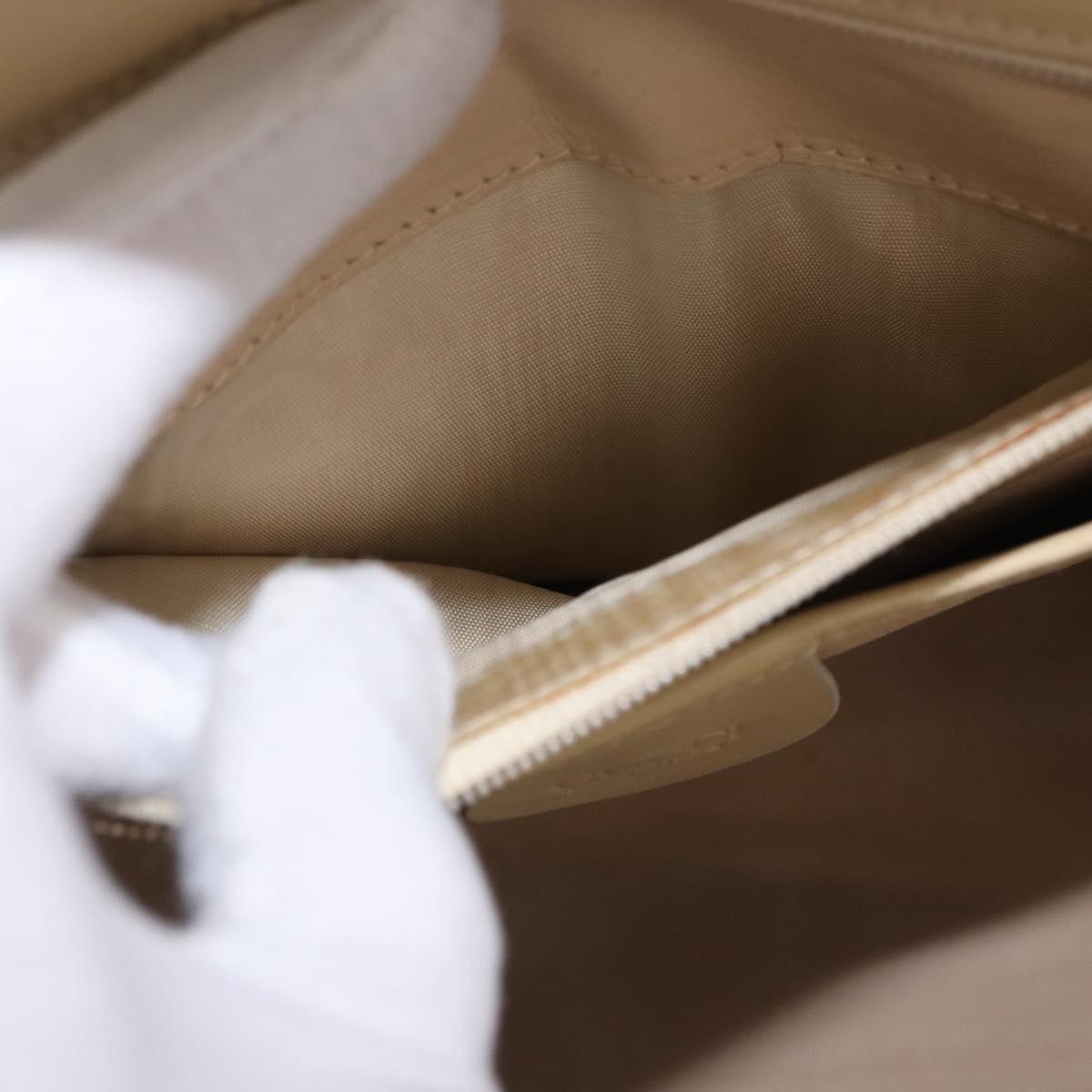 GUCCI Hand Bag Leather 2way Beige Gold Auth 197623
