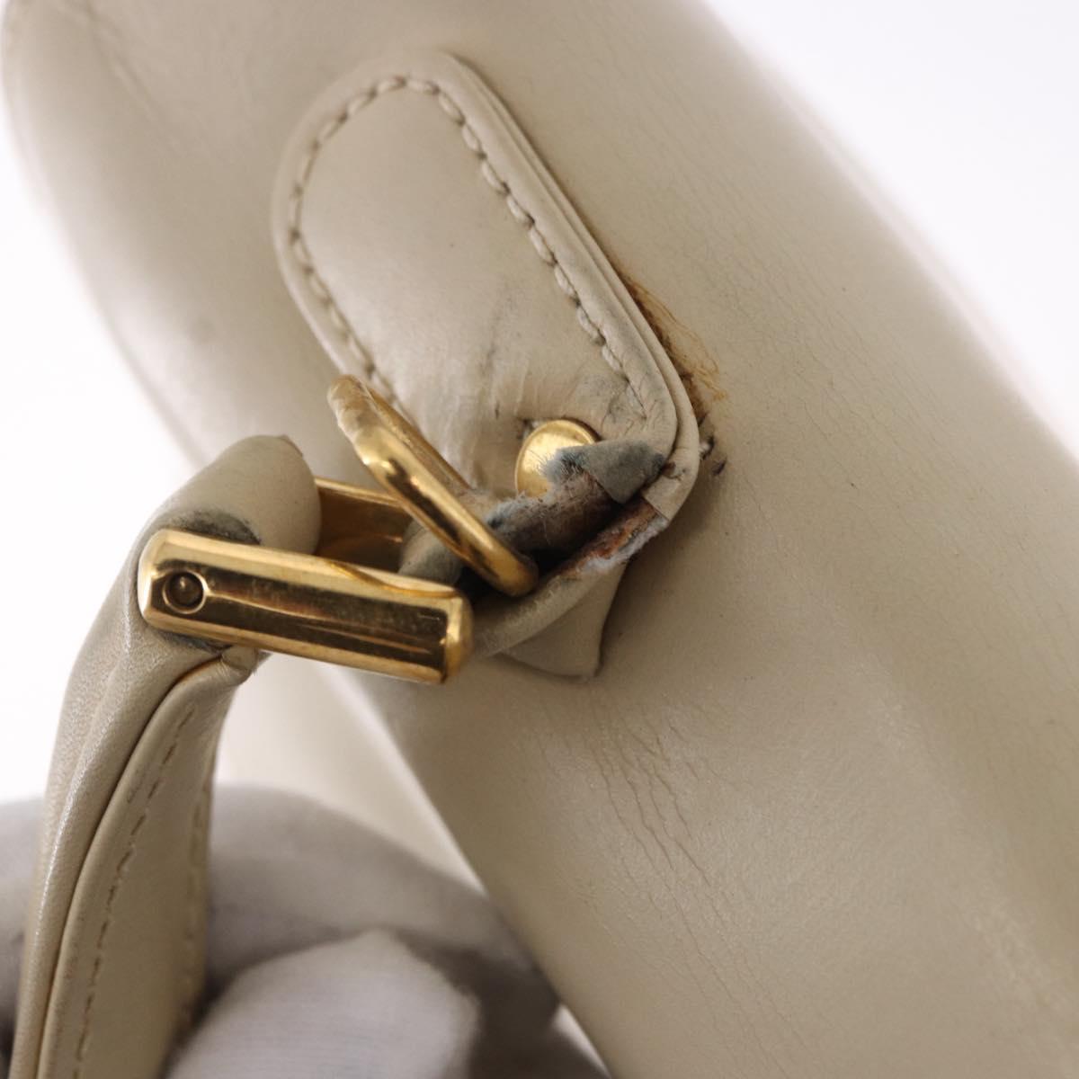 GUCCI Hand Bag Leather 2way Beige Gold Auth 197623