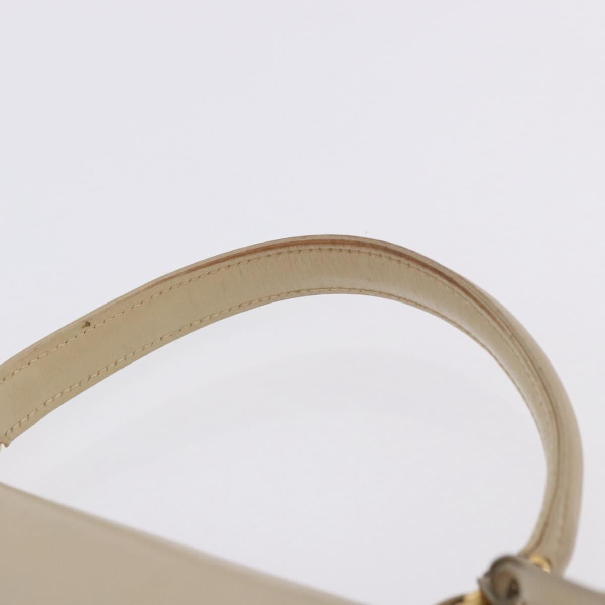 GUCCI Hand Bag Leather 2way Beige Gold Auth 197623