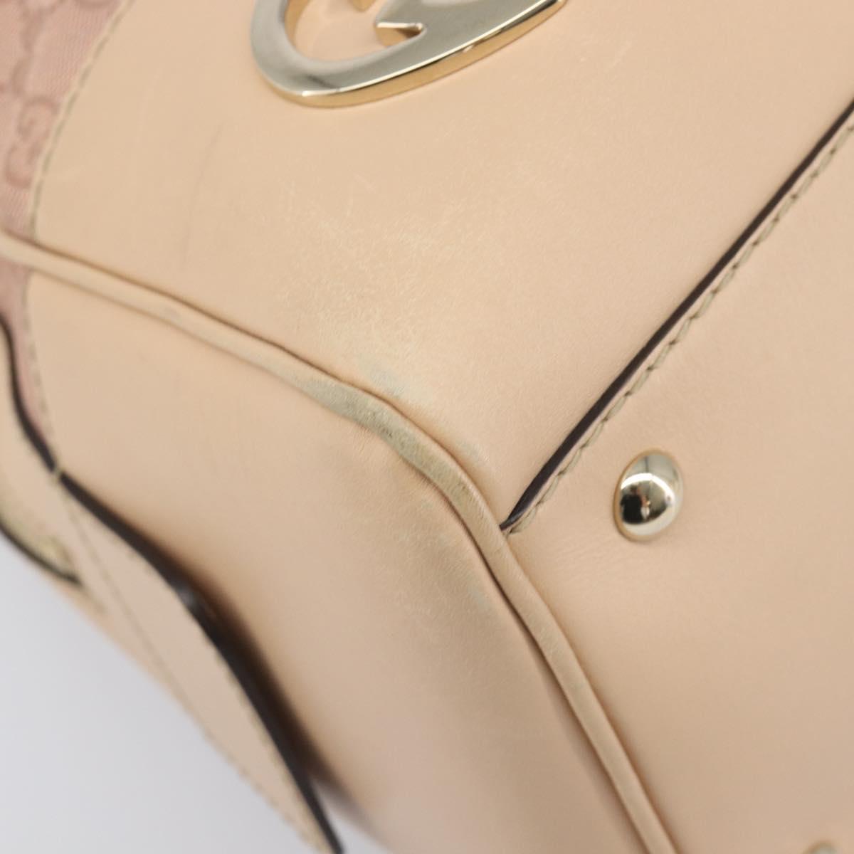 GUCCI GG Canvas Lovely Boston Bag Pink Gold Auth 197628