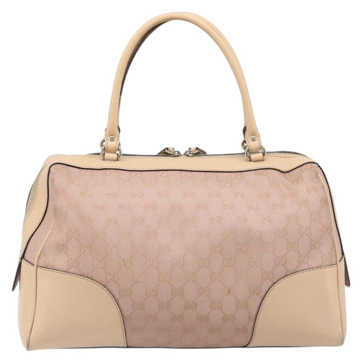 GUCCI GG Canvas Lovely Boston Bag Pink Gold Auth 197628