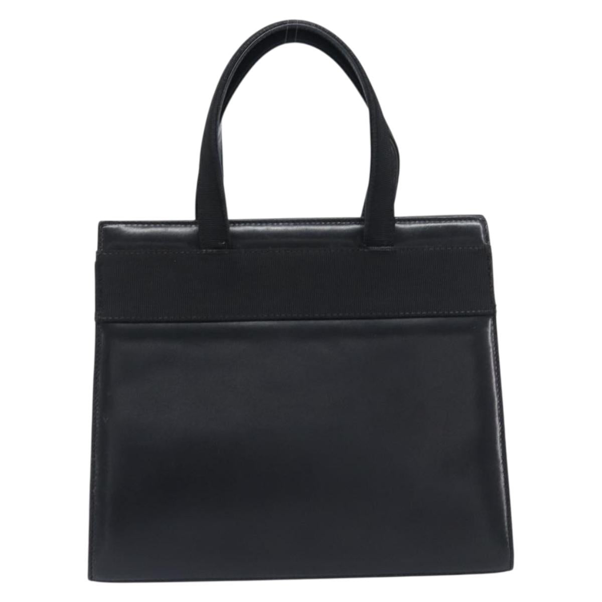 Salvatore Ferragamo Vala Hand Bag Leather Black Gold Auth 197630