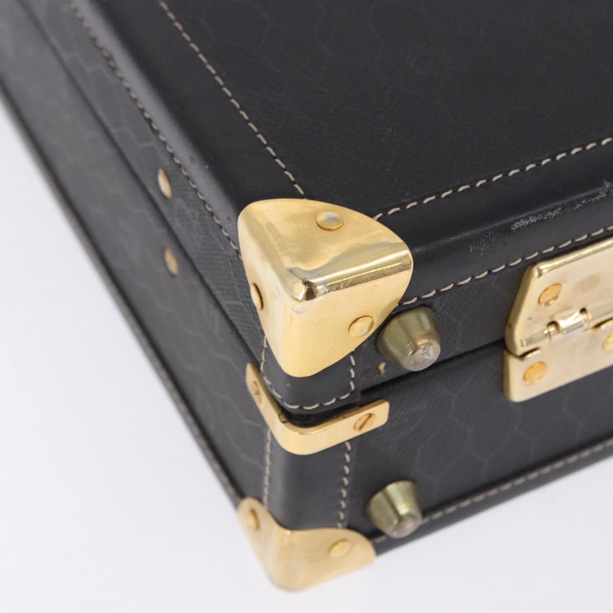 Christian Dior Honeycomb Canvas Trunk PVC Black Gold Auth 197631A