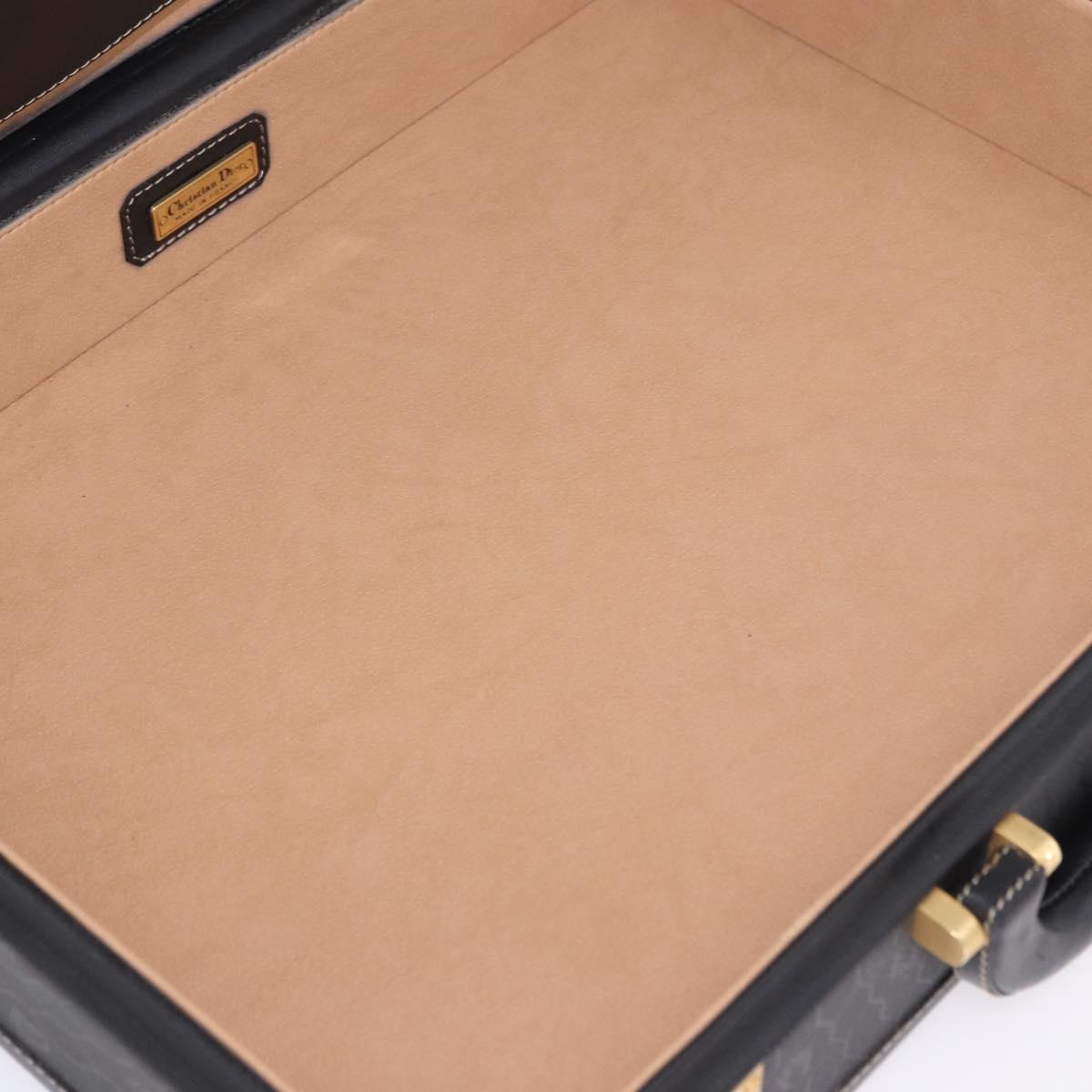 Christian Dior Honeycomb Canvas Trunk PVC Black Gold Auth 197631A
