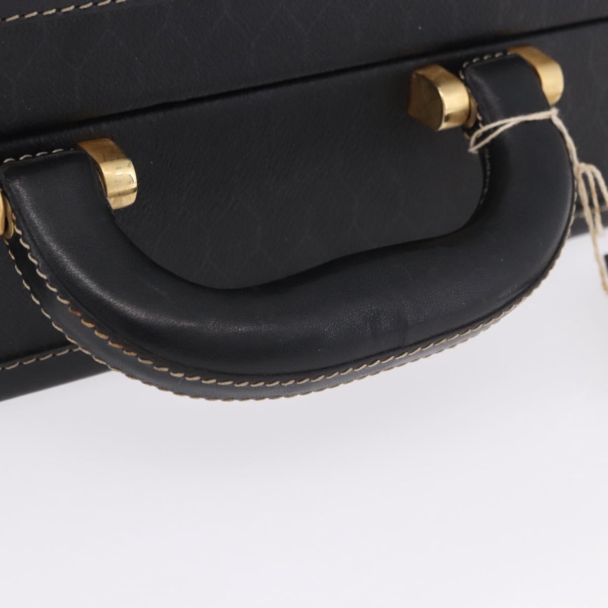 Christian Dior Honeycomb Canvas Trunk PVC Black Gold Auth 197631A