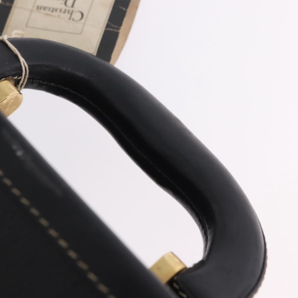 Christian Dior Honeycomb Canvas Trunk PVC Black Gold Auth 197631A