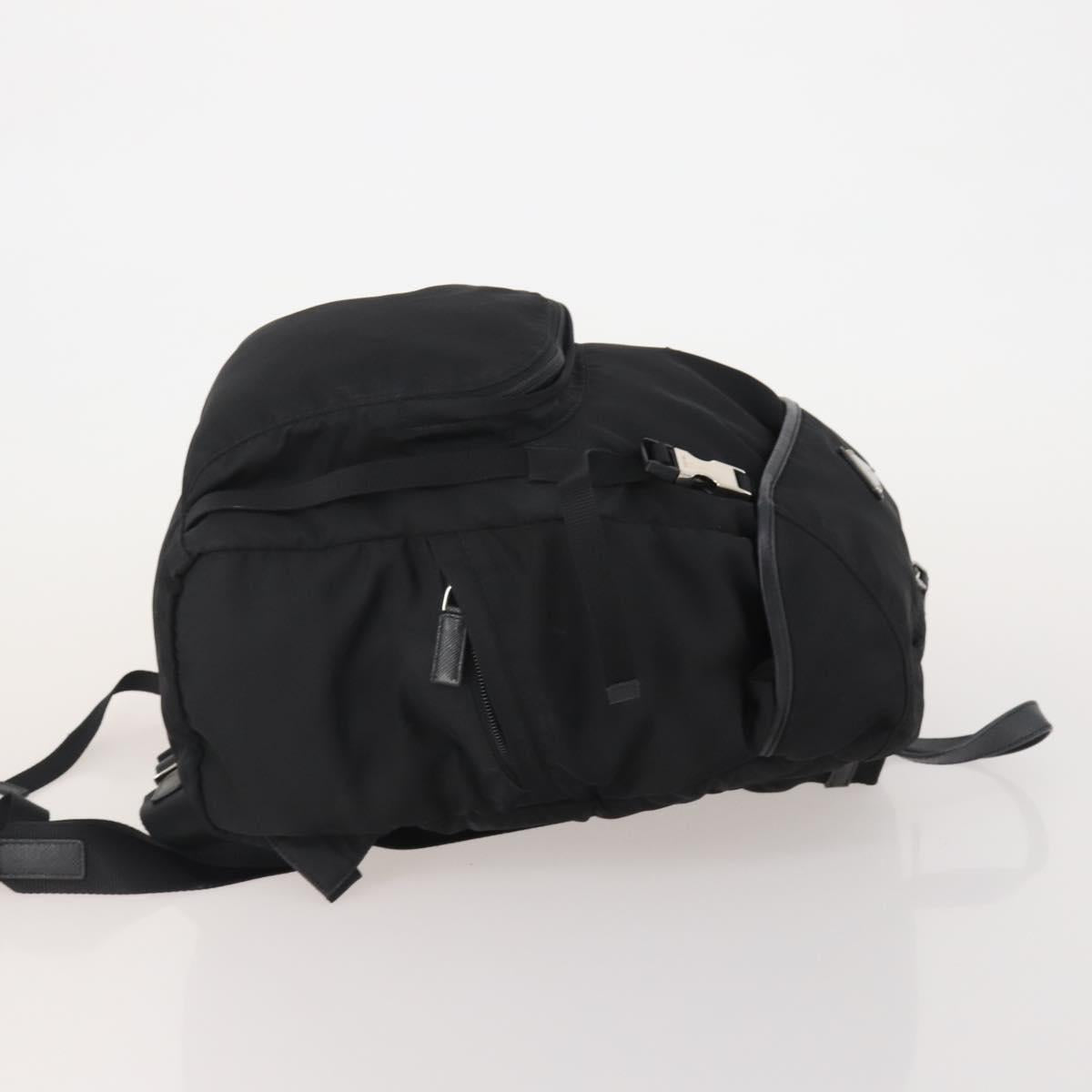 PRADA Backpack Nylon Black Silver Auth 197634