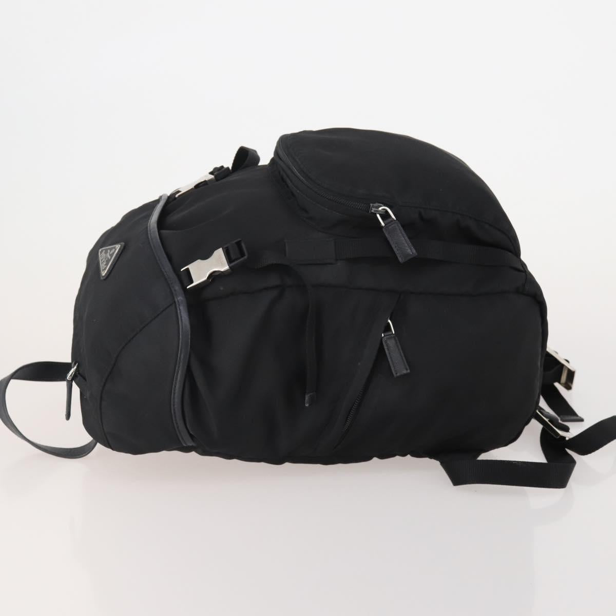 PRADA Backpack Nylon Black Silver Auth 197634