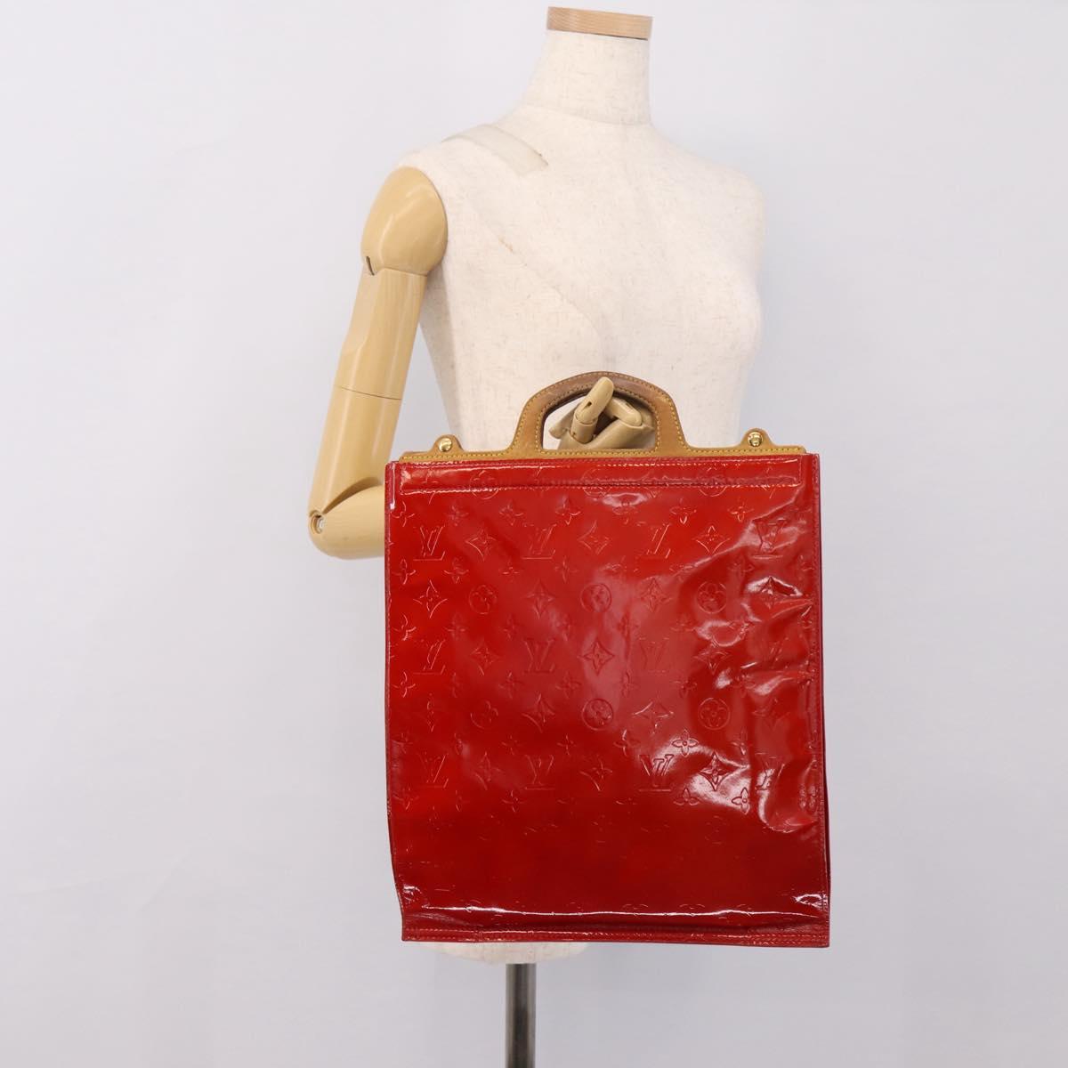 LOUIS VUITTON Monogram Vernis Stanton Hand Bag Red M91078 LV Auth 197637
