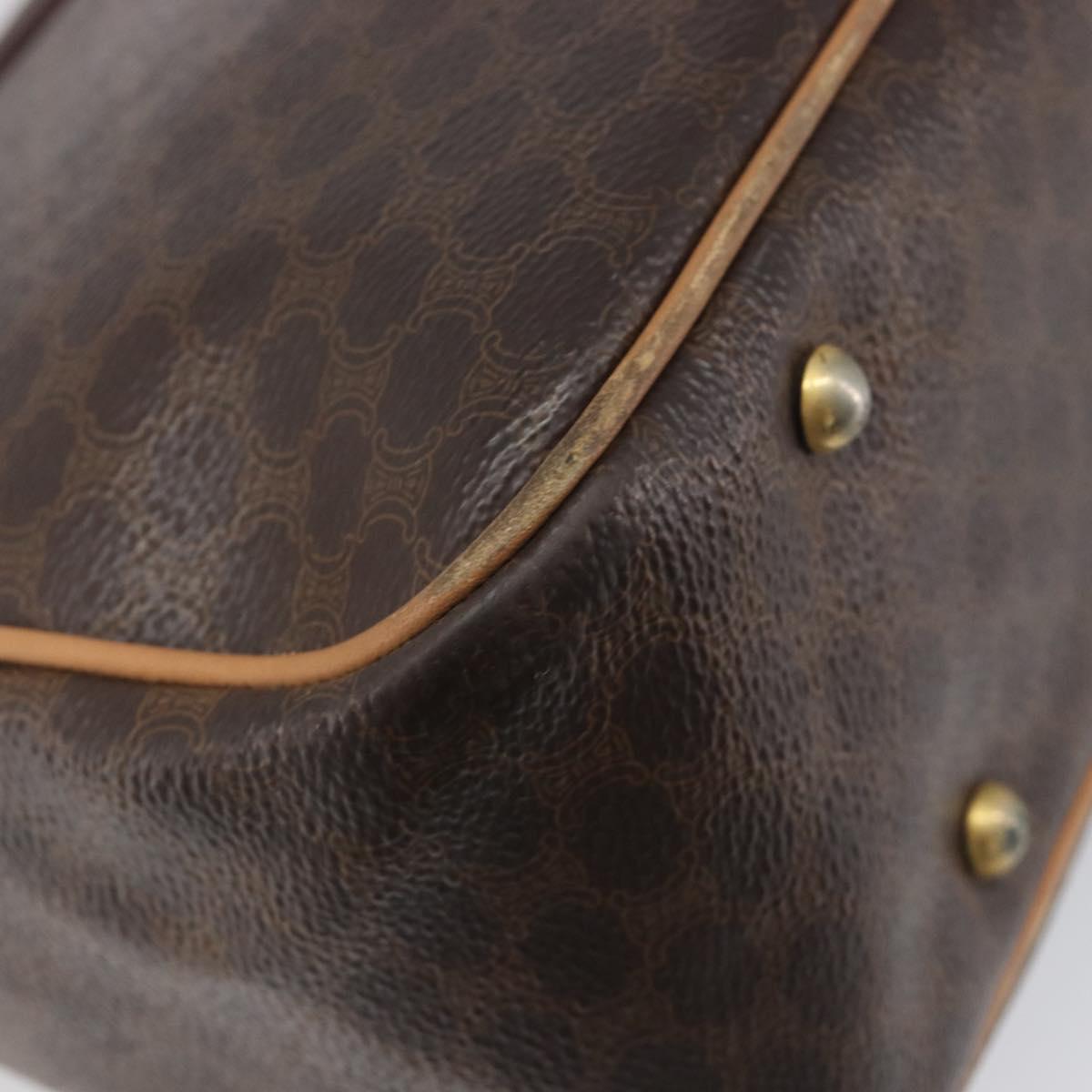 CELINE Macadam Canvas Hand Bag PVC Leather Brown Gold Auth 197642