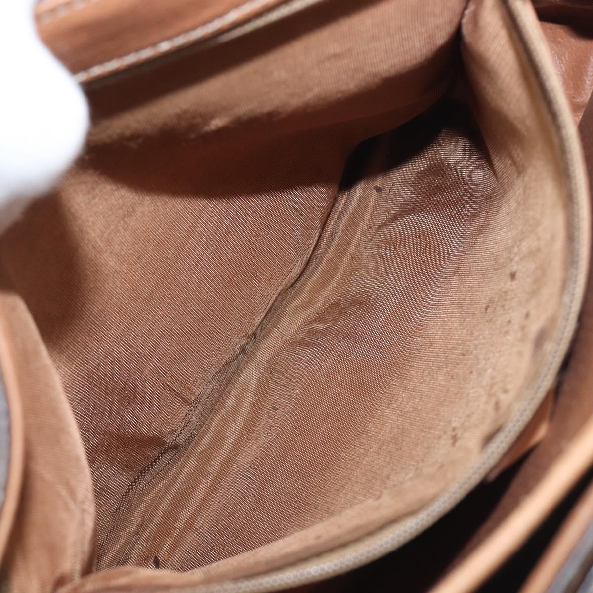 CELINE Macadam Canvas Hand Bag PVC Leather Brown Gold Auth 197642