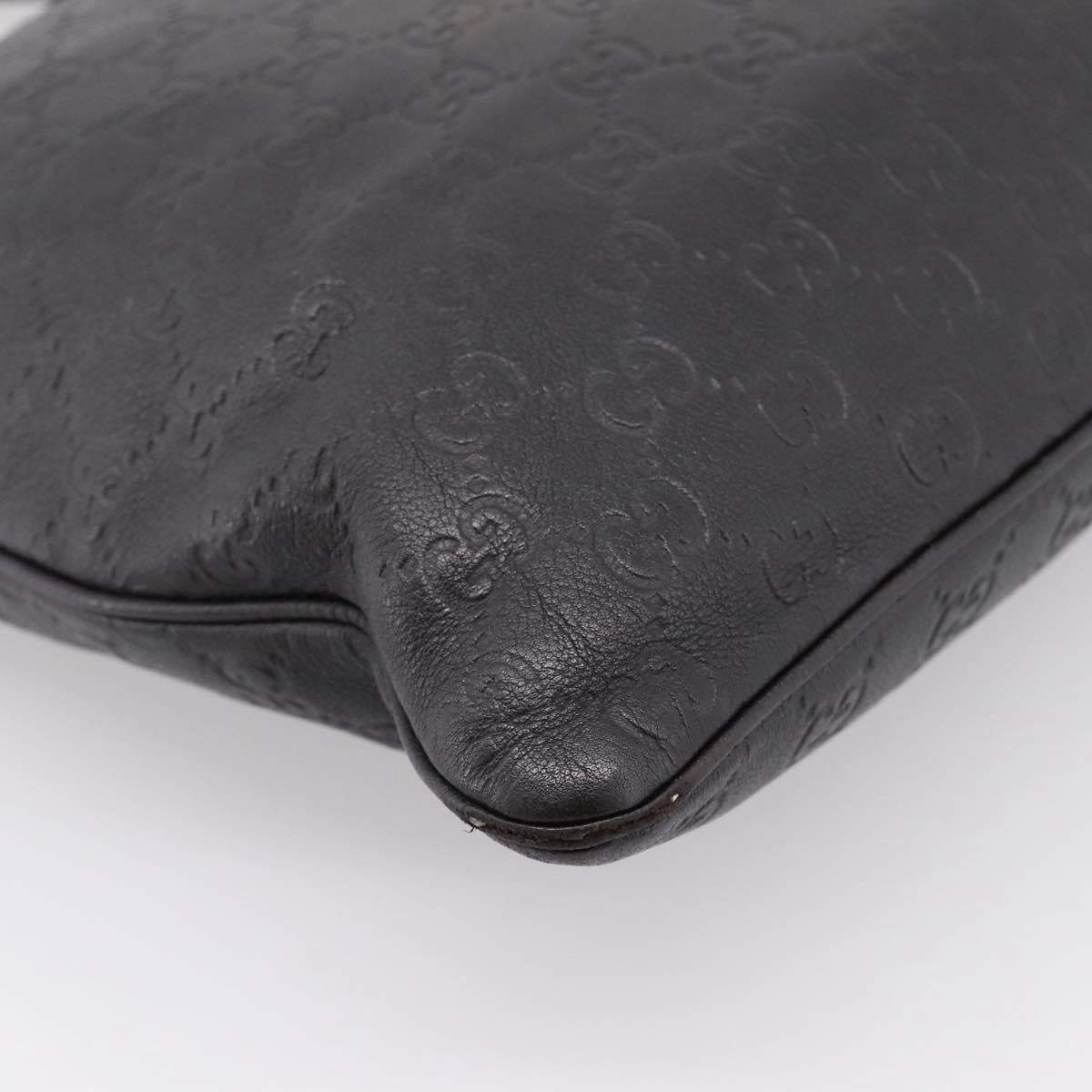 GUCCI GG Canvas Guccissima Shoulder Bag Leather Black Gold 201446 Auth 197649