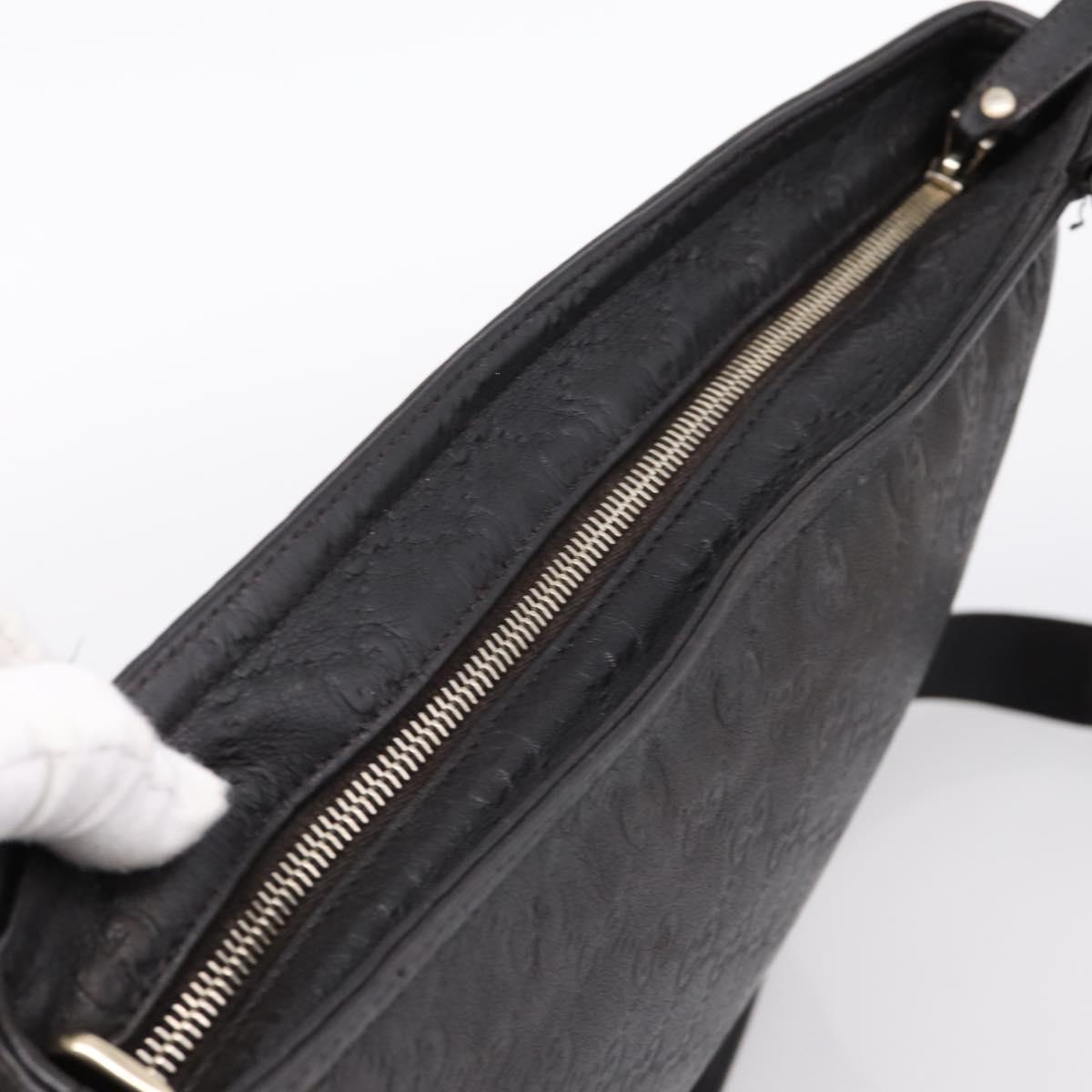 GUCCI GG Canvas Guccissima Shoulder Bag Leather Black Gold 201446 Auth 197649