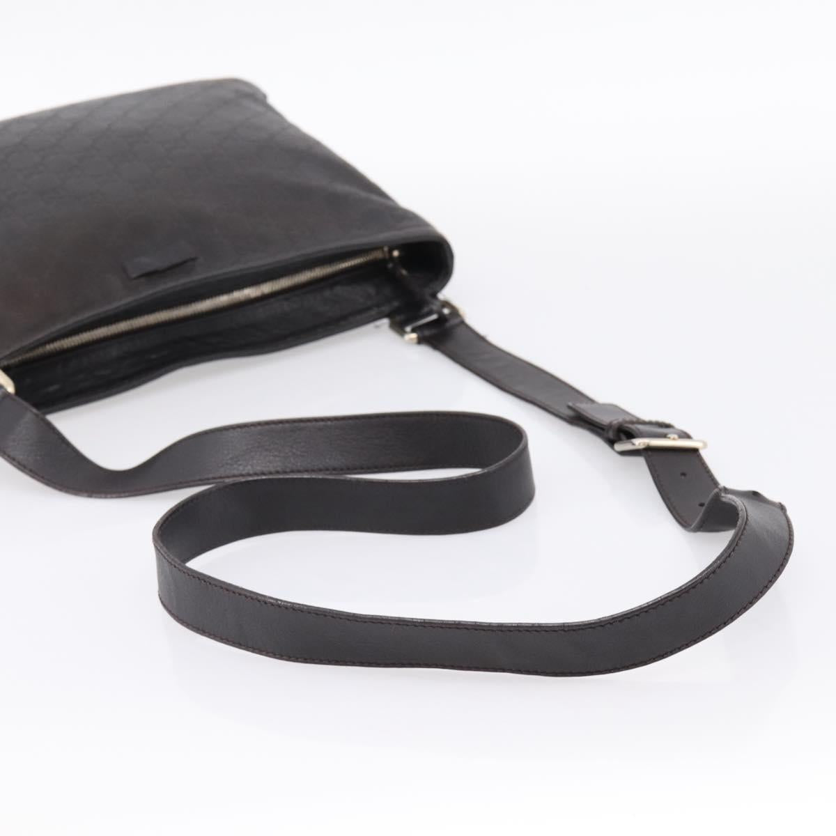 GUCCI GG Canvas Guccissima Shoulder Bag Leather Black Gold 201446 Auth 197649