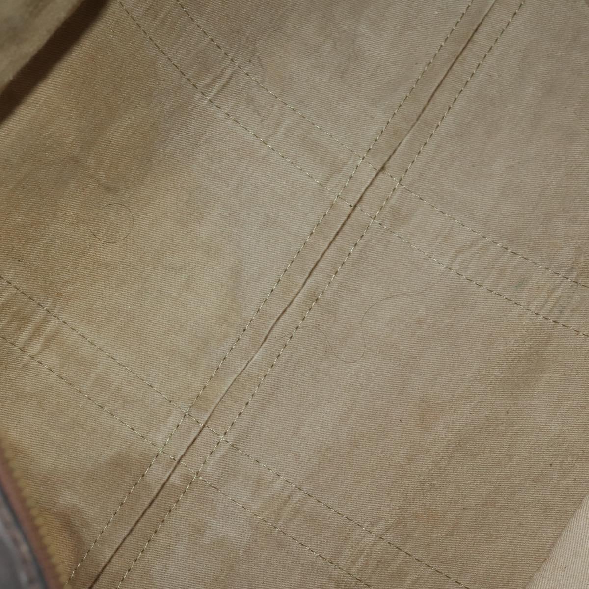Christian Dior Trotter Canvas Boston Bag Beige Gold Auth 197651