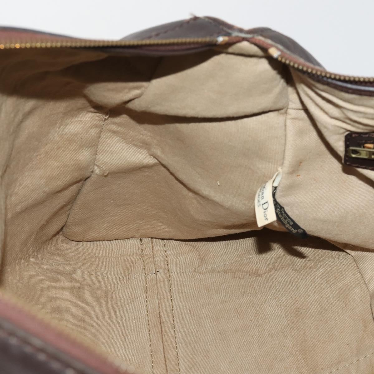 Christian Dior Trotter Canvas Boston Bag Beige Gold Auth 197651