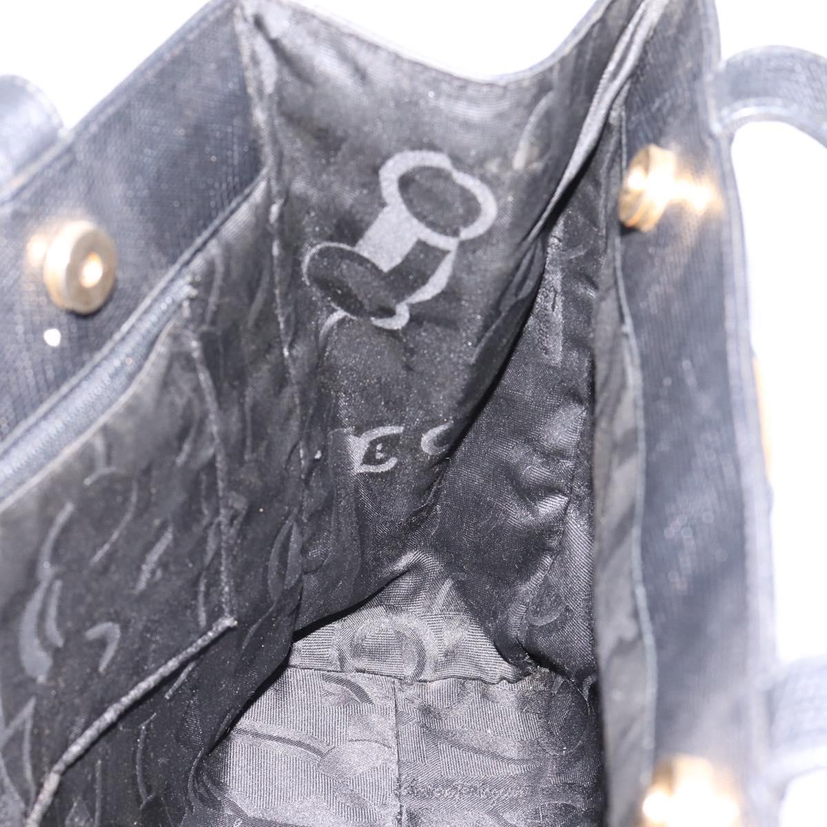 Salvatore Ferragamo Vala Shoulder Bag Leather Black Gold Auth 197656