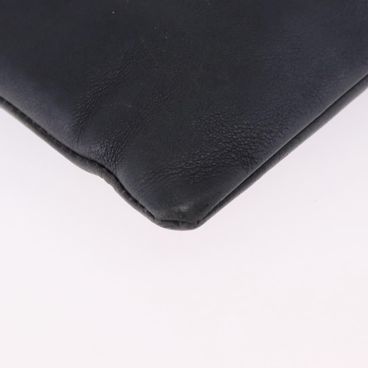 LOEWE Shoulder Bag Leather Navy Gold Auth 197659