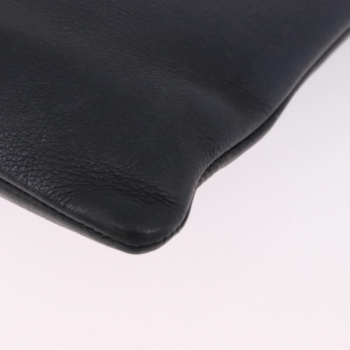 LOEWE Shoulder Bag Leather Navy Gold Auth 197659