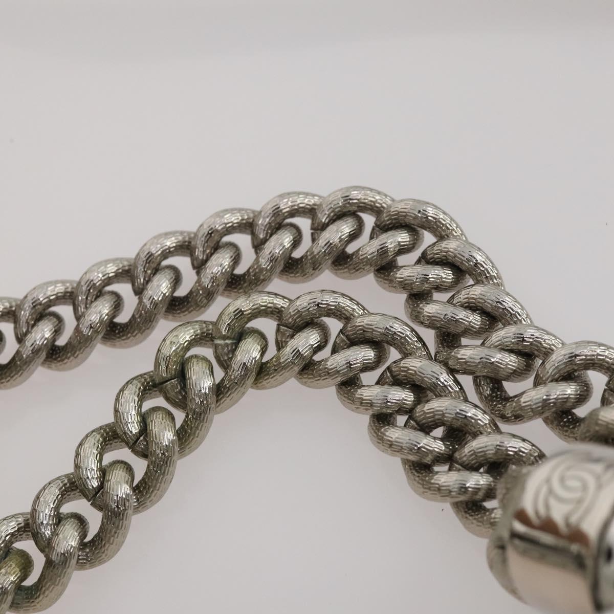 CHANEL COCO Mark Punching Shoulder Bag Leather 2way Silver CC Auth 197660