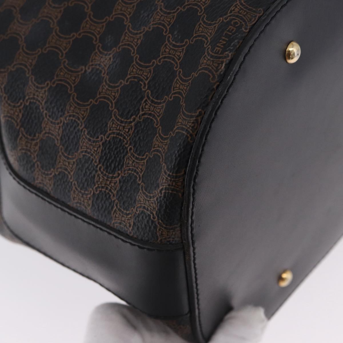 CELINE Macadam Canvas Tote Bag PVC Leather Black Gold Auth 197661V