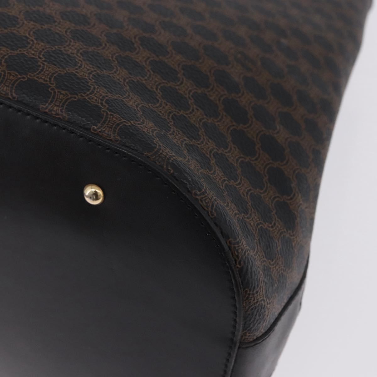 CELINE Macadam Canvas Tote Bag PVC Leather Black Gold Auth 197661V