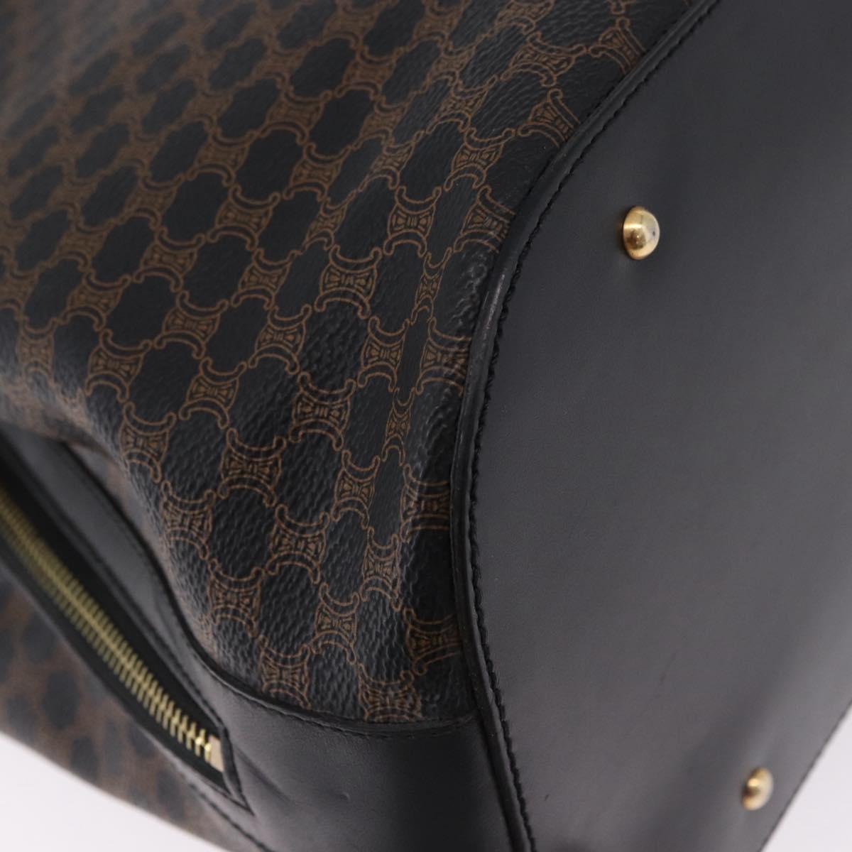 CELINE Macadam Canvas Tote Bag PVC Leather Black Gold Auth 197661V