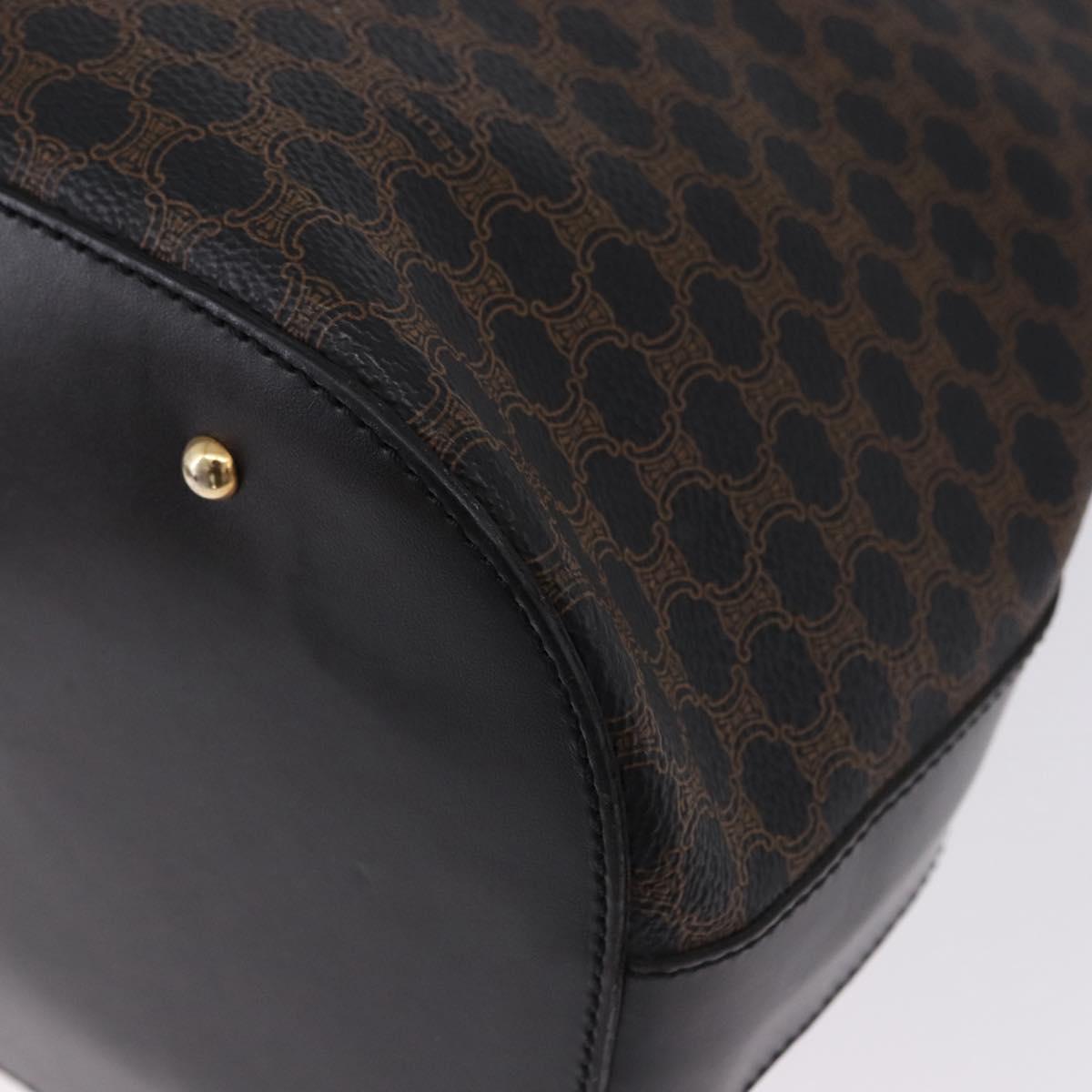 CELINE Macadam Canvas Tote Bag PVC Leather Black Gold Auth 197661V