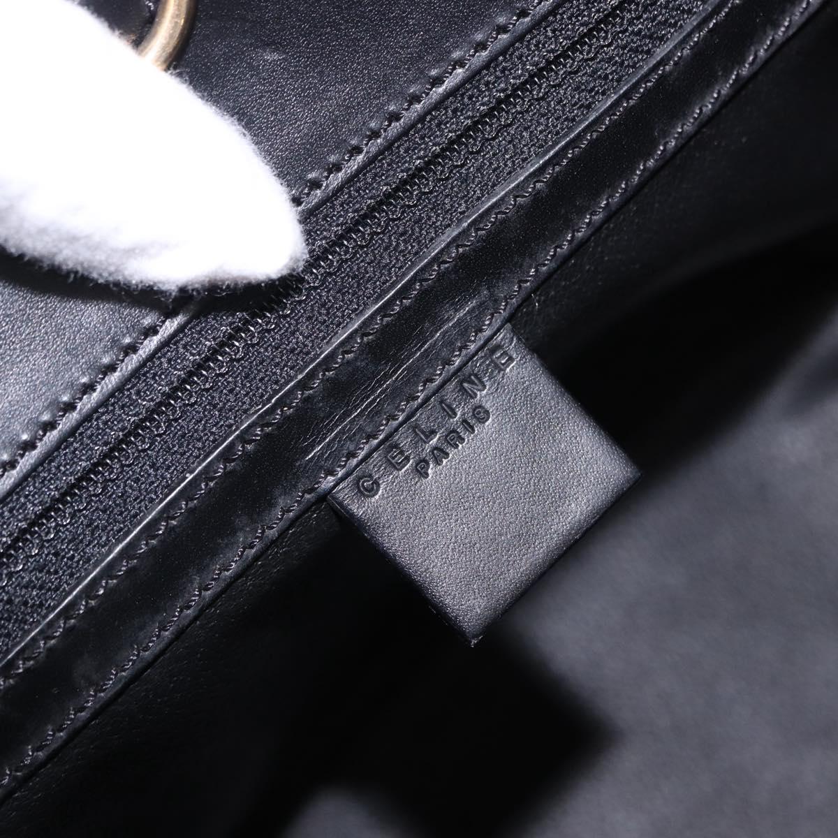 CELINE Macadam Canvas Tote Bag PVC Leather Black Gold Auth 197661V