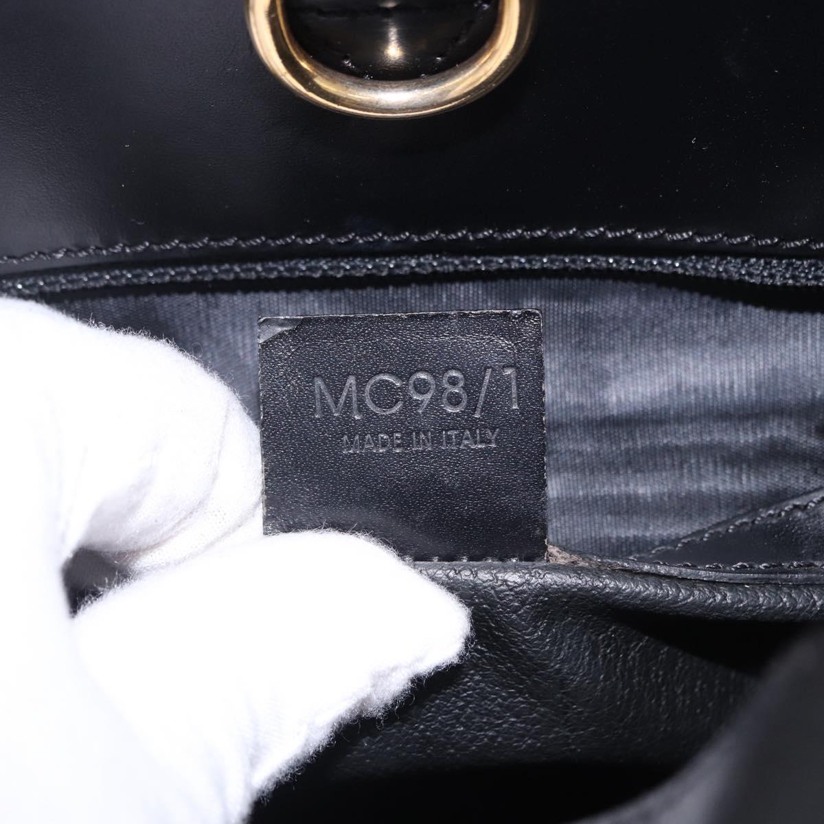 CELINE Macadam Canvas Tote Bag PVC Leather Black Gold Auth 197661V