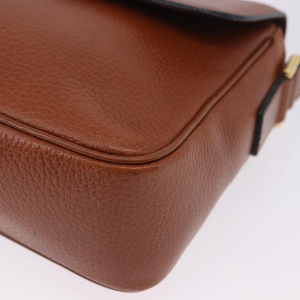CELINE Shoulder Bag Leather Brown Gold Auth 197663V