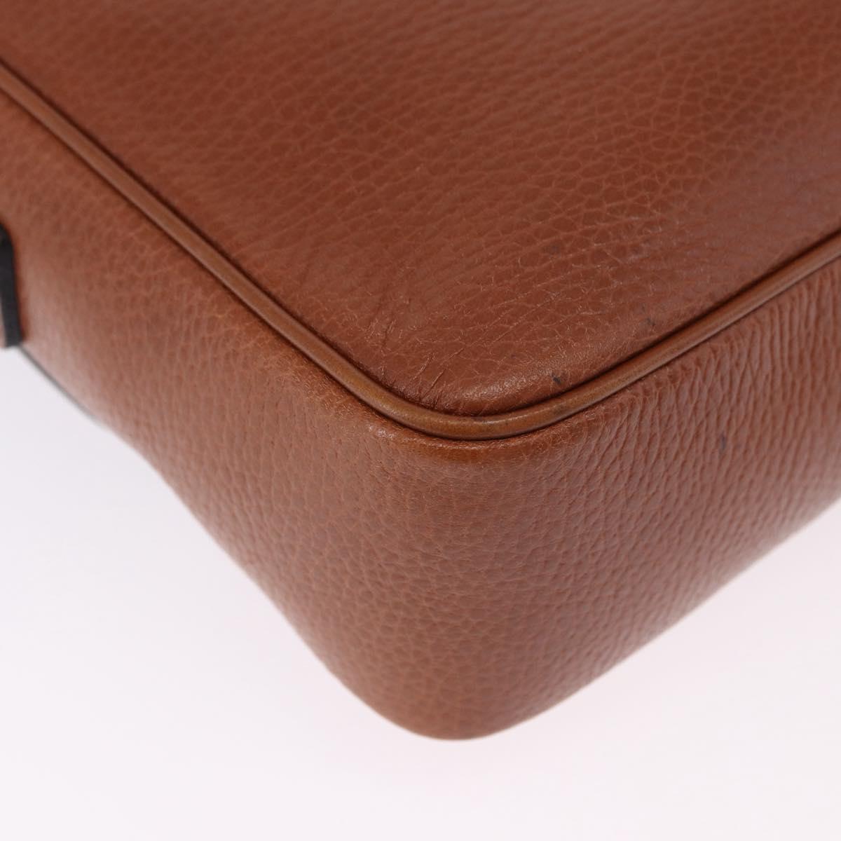 CELINE Shoulder Bag Leather Brown Gold Auth 197663V