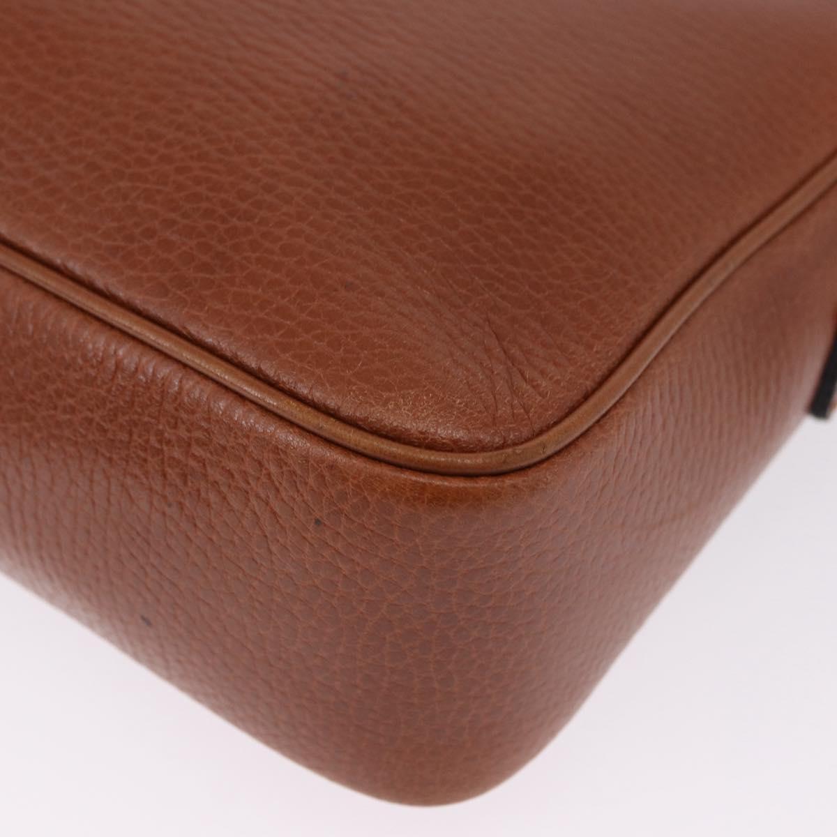 CELINE Shoulder Bag Leather Brown Gold Auth 197663V