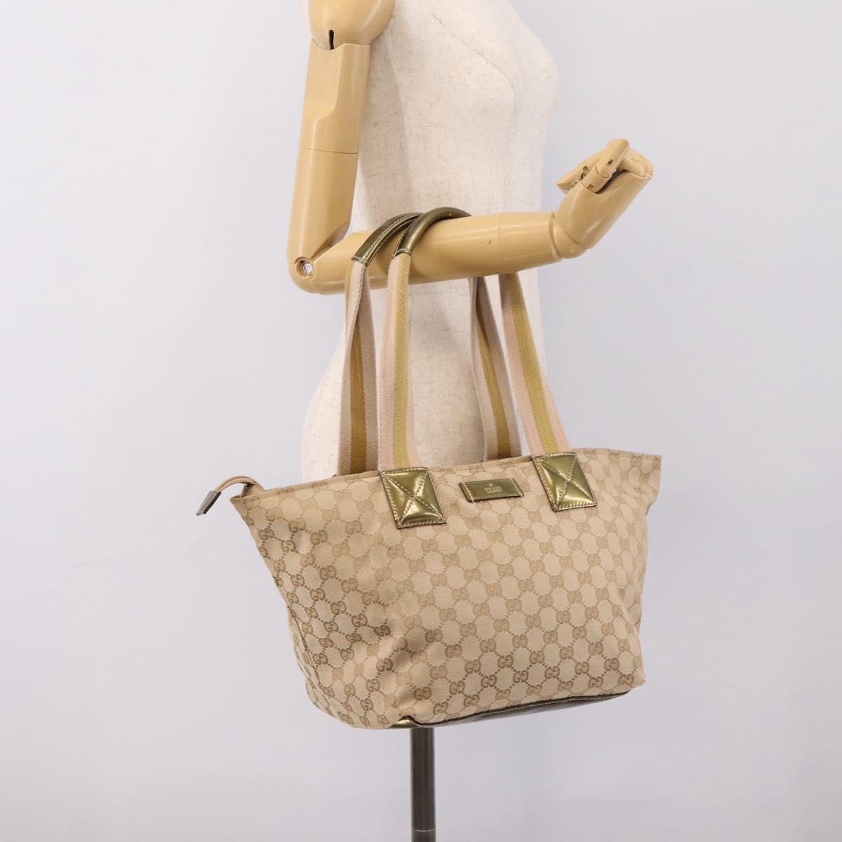 GUCCI GG Canvas Sherry Line Tote Bag Beige 131230 Auth 197665