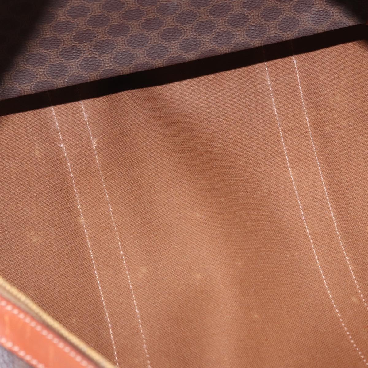 CELINE Macadam Canvas Boston Bag PVC Leather Brown Gold Auth 197668V
