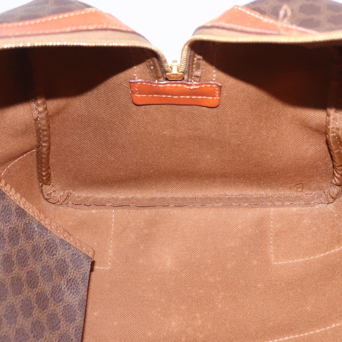CELINE Macadam Canvas Boston Bag PVC Leather Brown Gold Auth 197668V