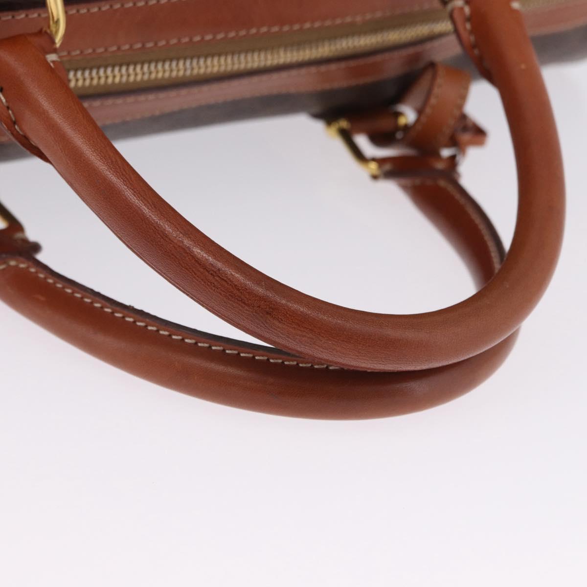 CELINE Macadam Canvas Boston Bag PVC Leather Brown Gold Auth 197668V