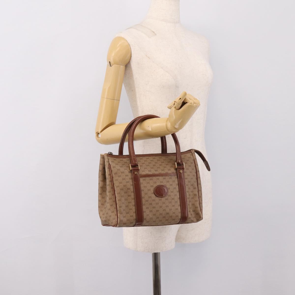 GUCCI Micro GG Supreme Hand Bag PVC Beige Gold 000 101 0140 Auth 197669