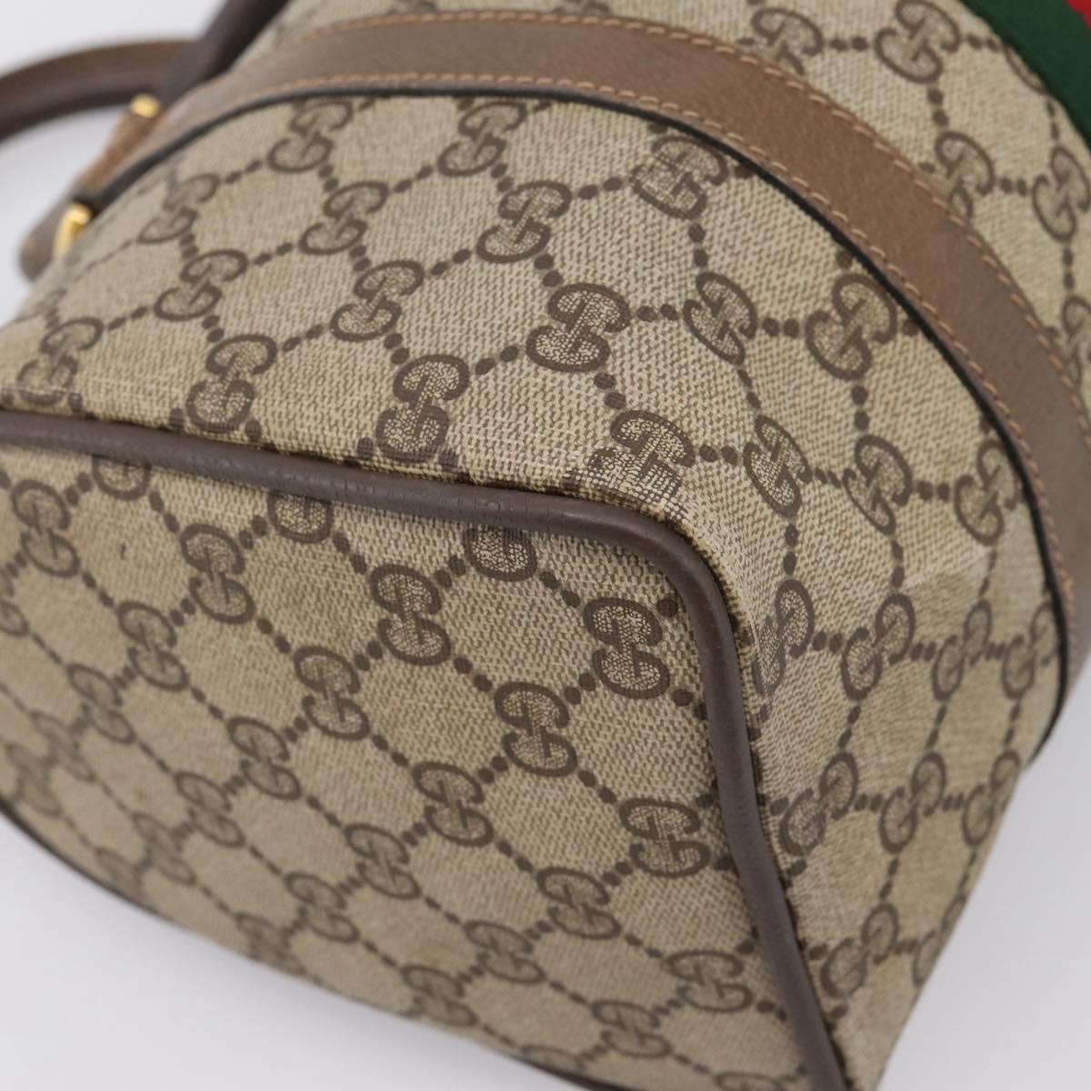 GUCCI GG Supreme Web Sherry Line Hand Bag PVC Beige Gold 39 02 006 Auth 197672