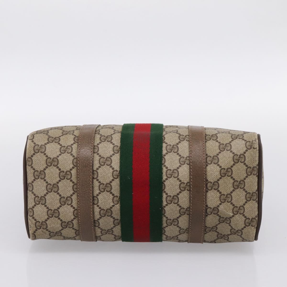 GUCCI GG Supreme Web Sherry Line Hand Bag PVC Beige Gold 39 02 006 Auth 197672