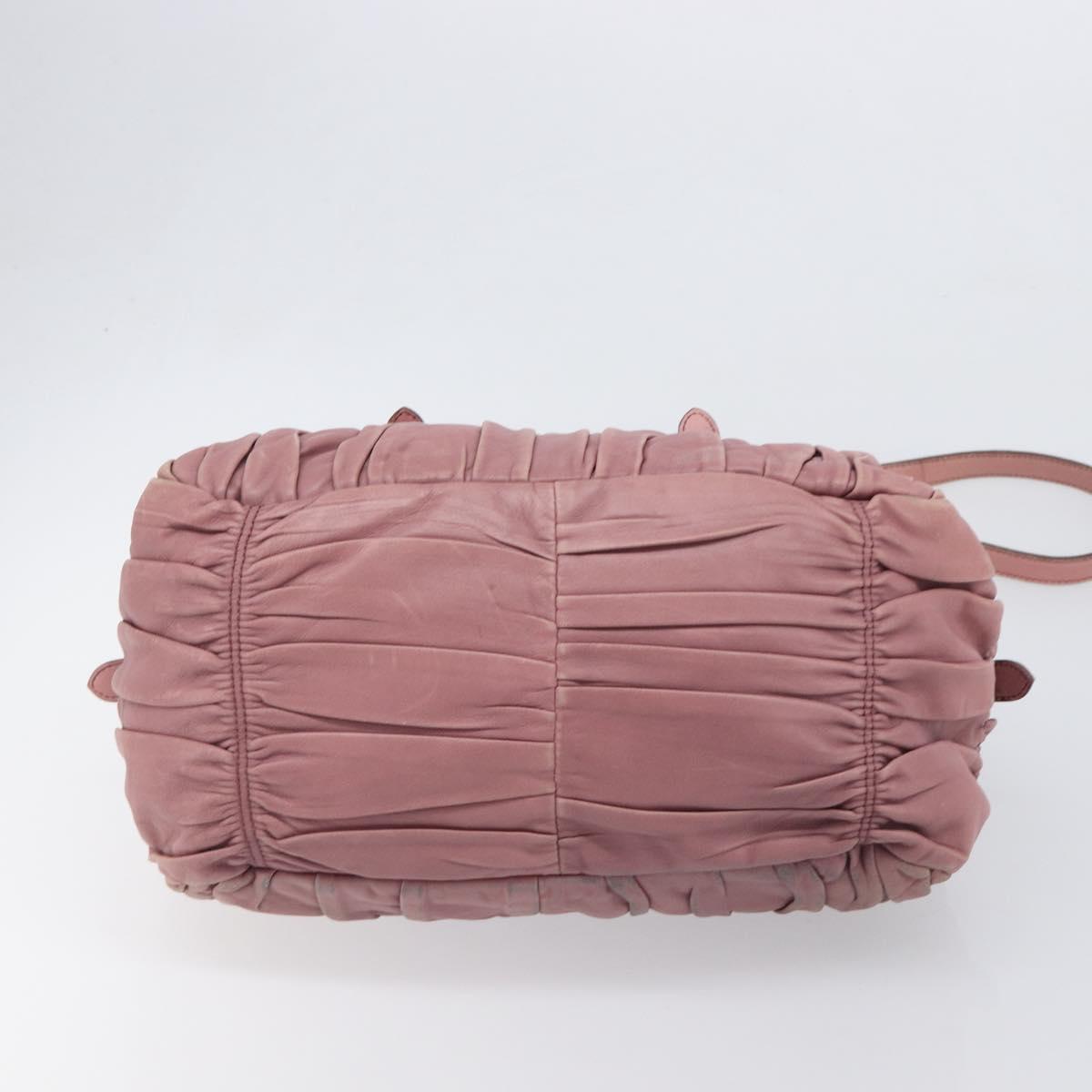 PRADA Hand Bag Leather 2way Pink Silver Auth 197673