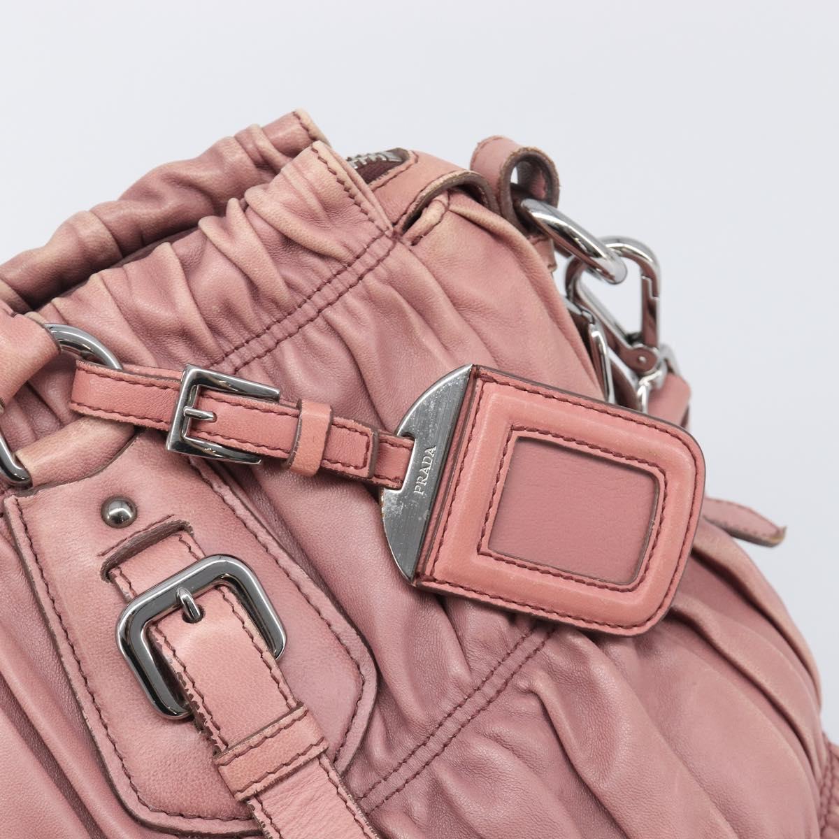 PRADA Hand Bag Leather 2way Pink Silver Auth 197673