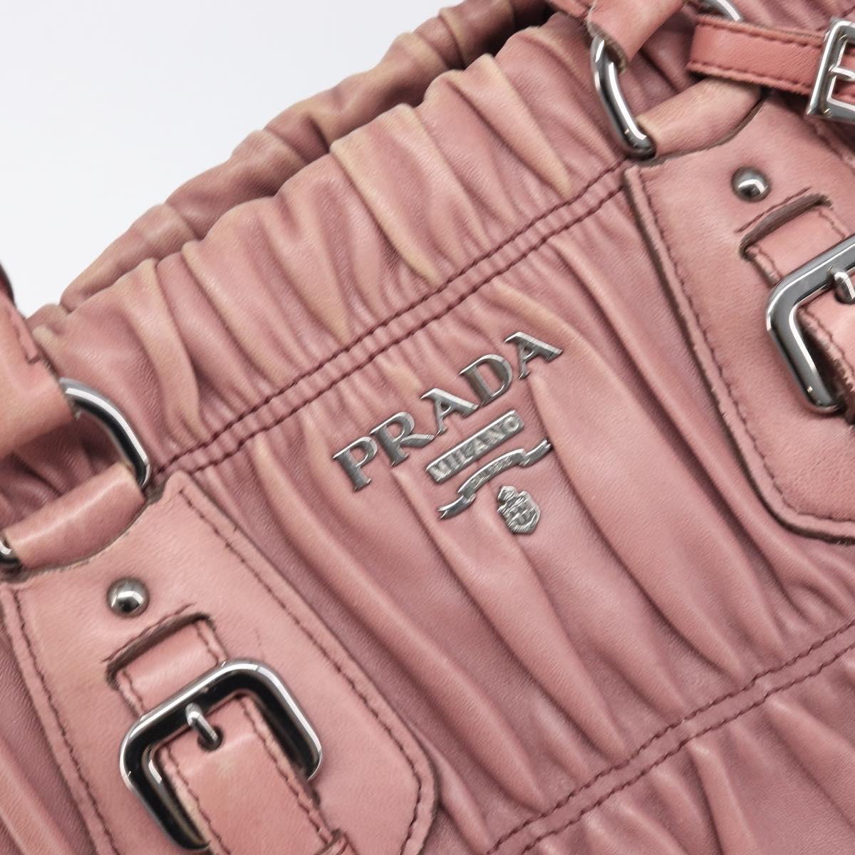 PRADA Hand Bag Leather 2way Pink Silver Auth 197673