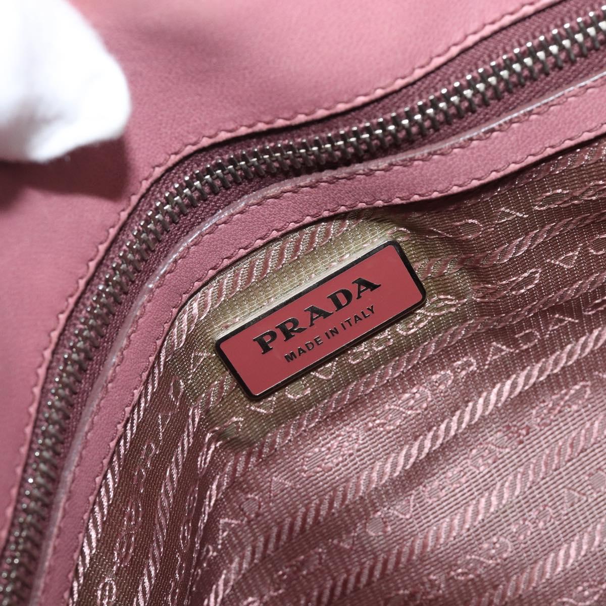 PRADA Hand Bag Leather 2way Pink Silver Auth 197673